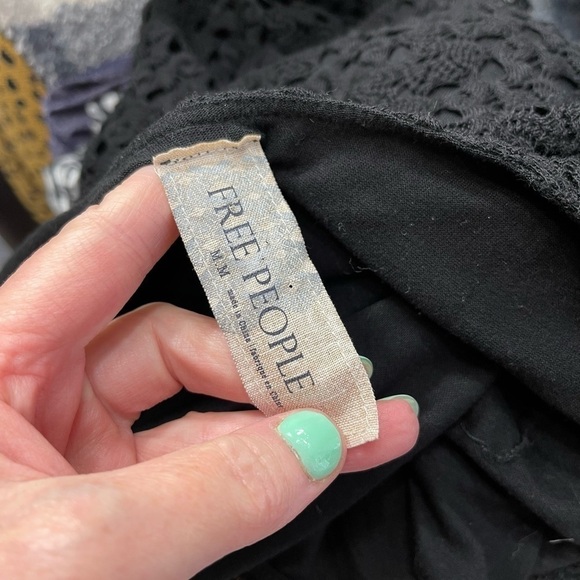 Free People Crochet Overlay Fitted Lined Boho Dress - Picture 9 of 10